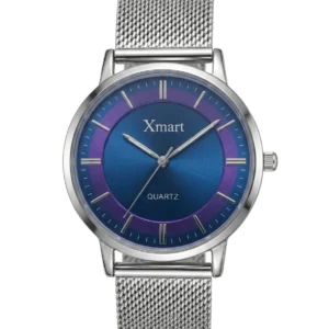 Xmart Casual Quartz Watch – Silver Mesh & Blue/Purple Dial