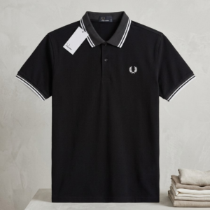 Fred Perry Men's Twin Tipped Polo Shirt - Black / White