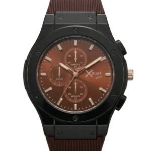 Xmart Luxury Sports Analog Watch for Men – Brown Silicone Strap & Chronograph Dial