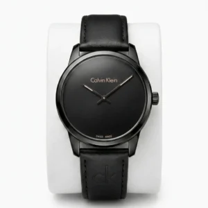 Calvin Klein Minimalist All-Black Leather Strap Men's Watch